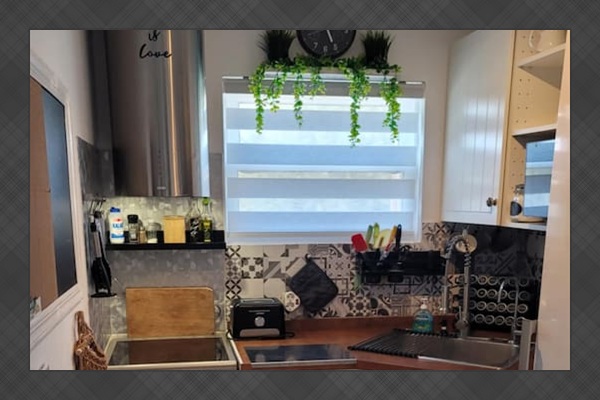 Full kitchen equipped with full size refrigerator, convection oven, 4 burner stovetop, toaster, convection microwave and dishwasher.  Fully stocked with cookware, assorted spices, and cleaning supplies.