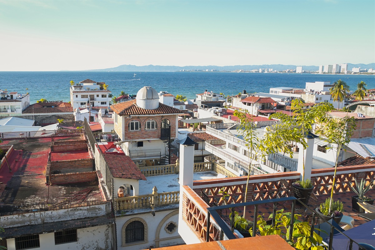 View of the Old Town and Bay of Banderas from private terrace.