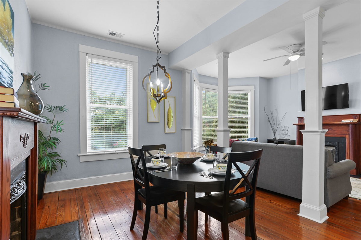Gather, dine, and make memories around this warm and welcoming table.