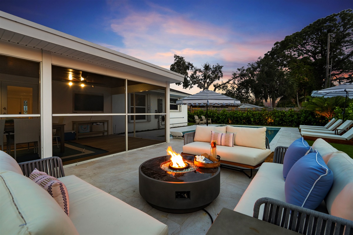 Unwind fireside as the sun sets, creating the perfect atmosphere for cozy evenings and unforgettable conversations.