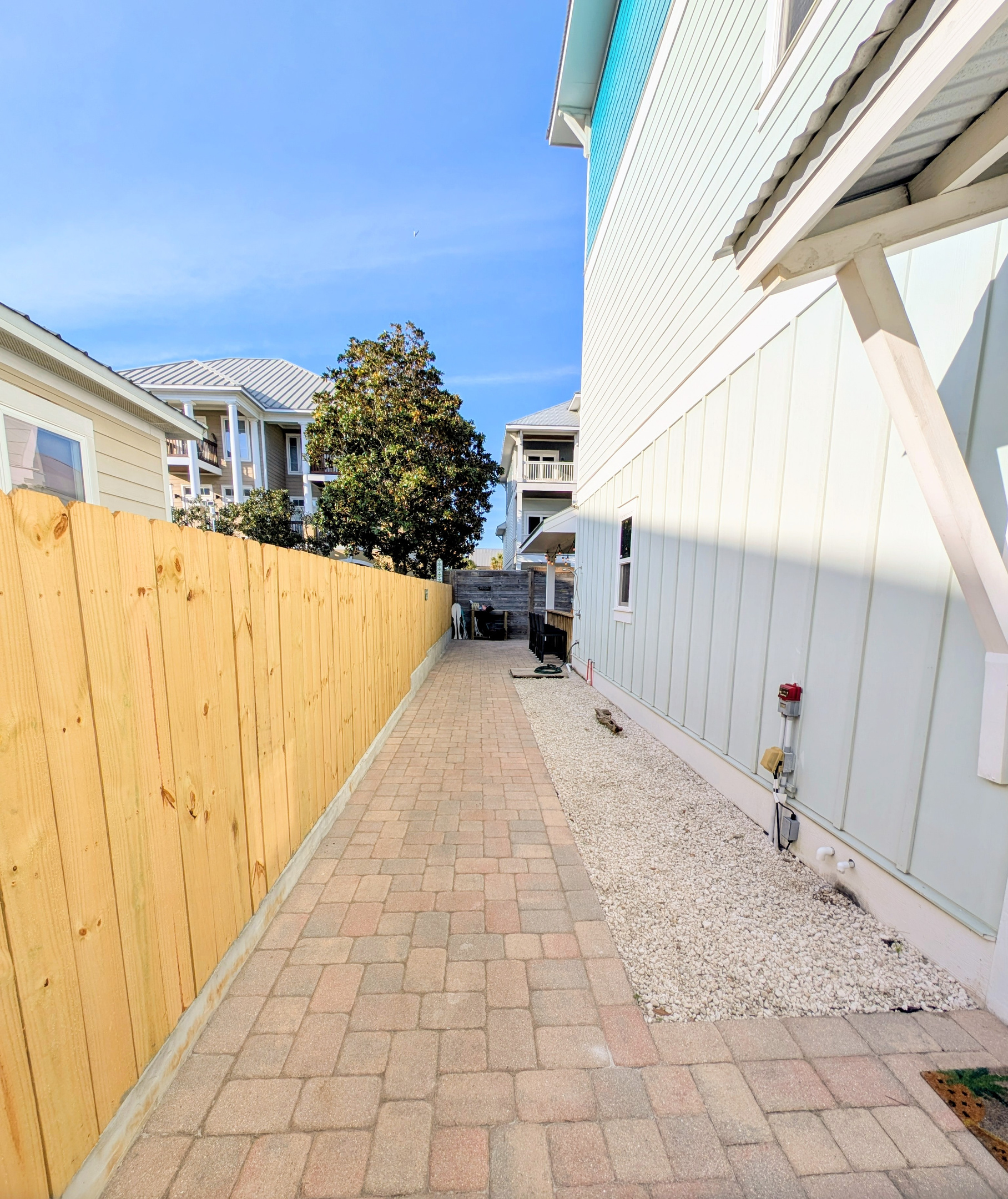 Large, fenced in side and back yard for privacy and security.