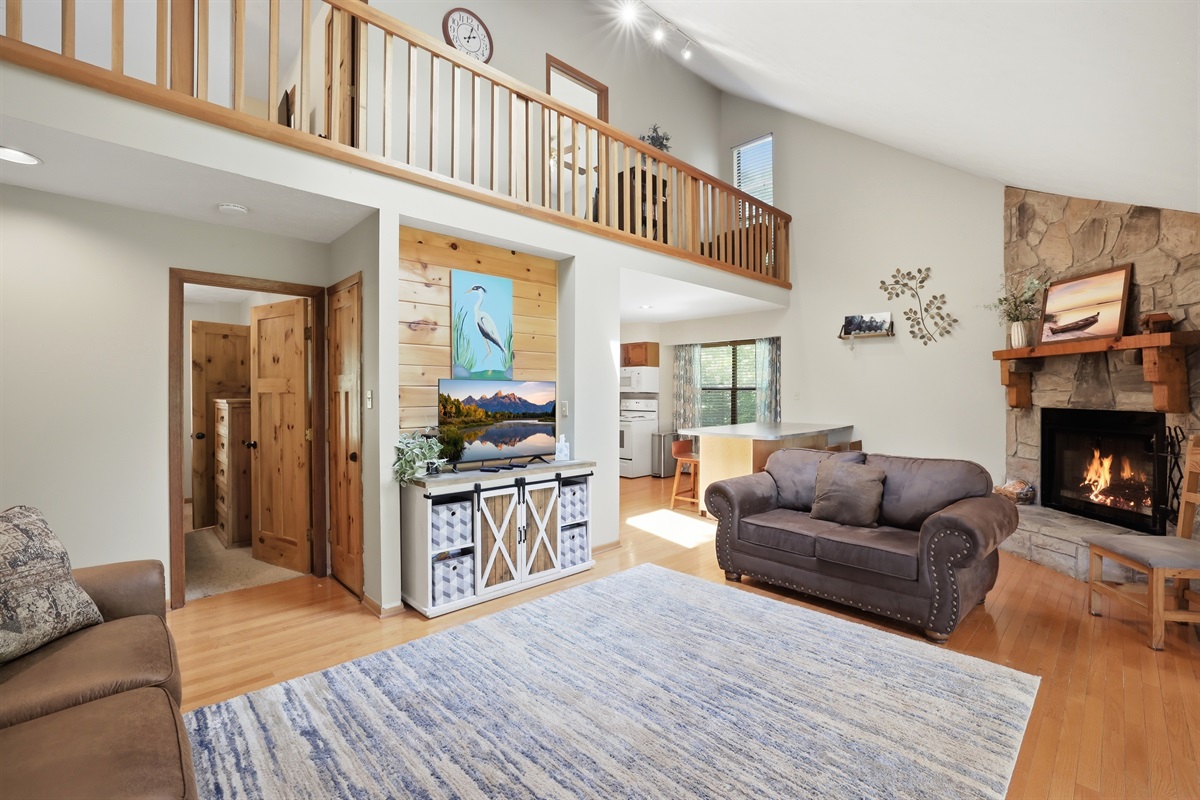 Great Room with Wood Fireplace