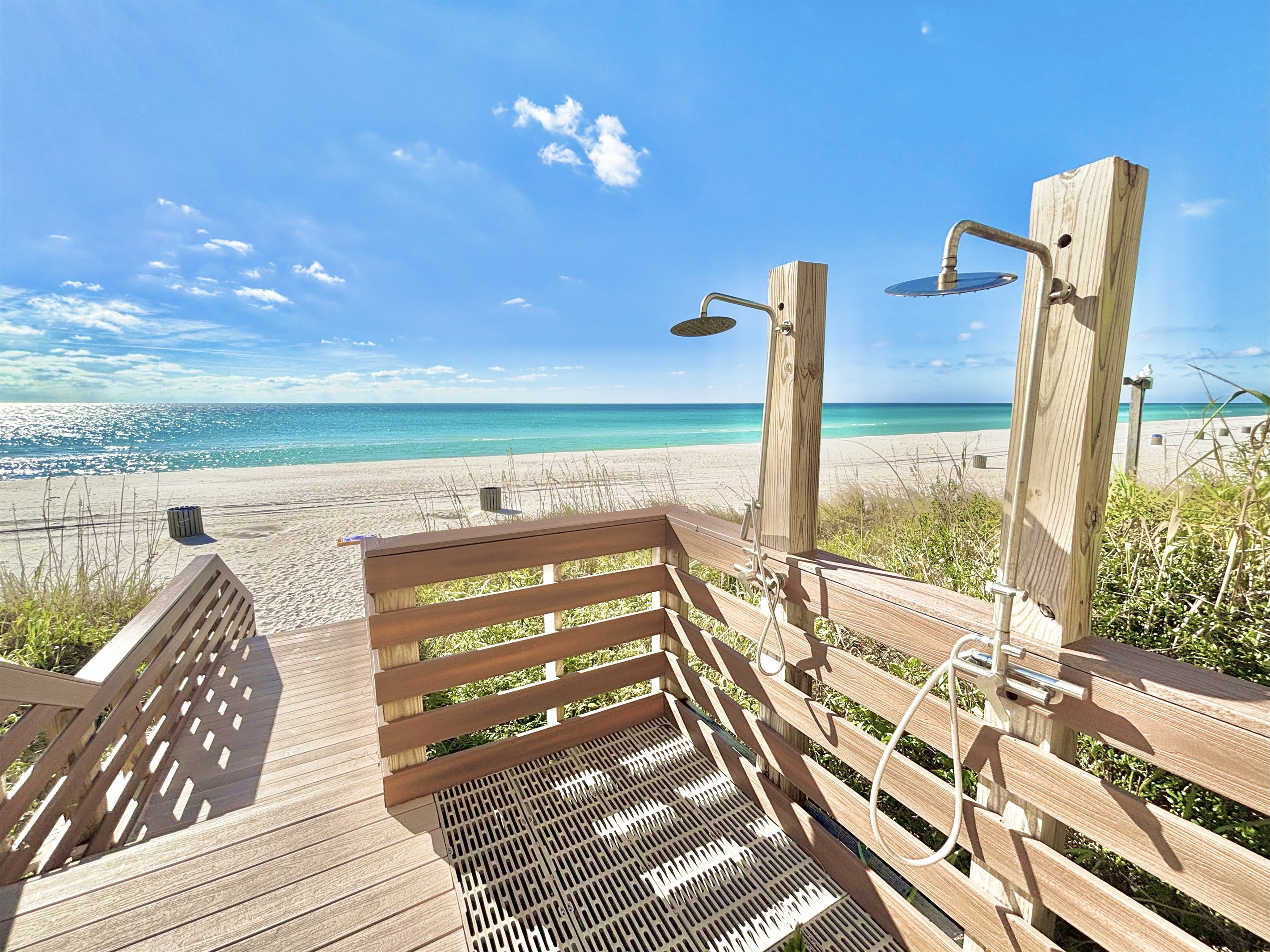 Showers available to wash off sand
