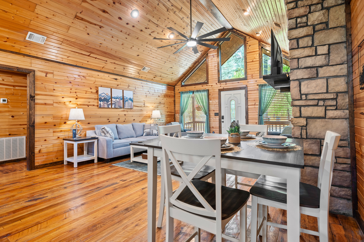 This farmhouse dining table invites big family dinners, game nights, and maybe even a little friendly competition.