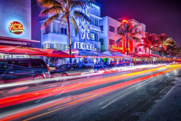 Miami South Beach sunset Ocean Drive