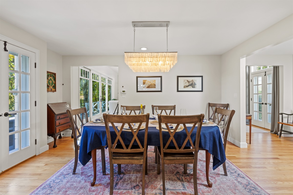 Dining table with seating for 8