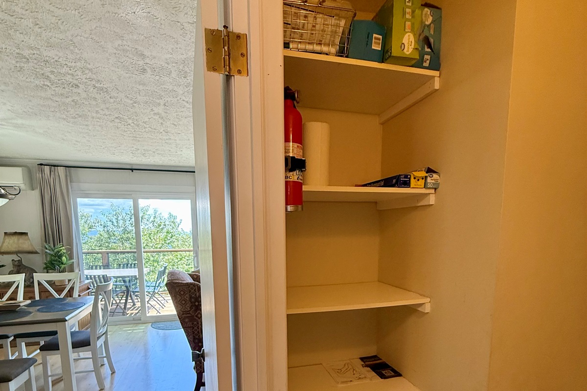 Our kitchen is stocked & we've cooked Thanksgiving for 10 here! Enjoy views, large pantry, stainless range & dishwasher, double sinks, fridge, microwave, lots of bakeware & serving pieces.