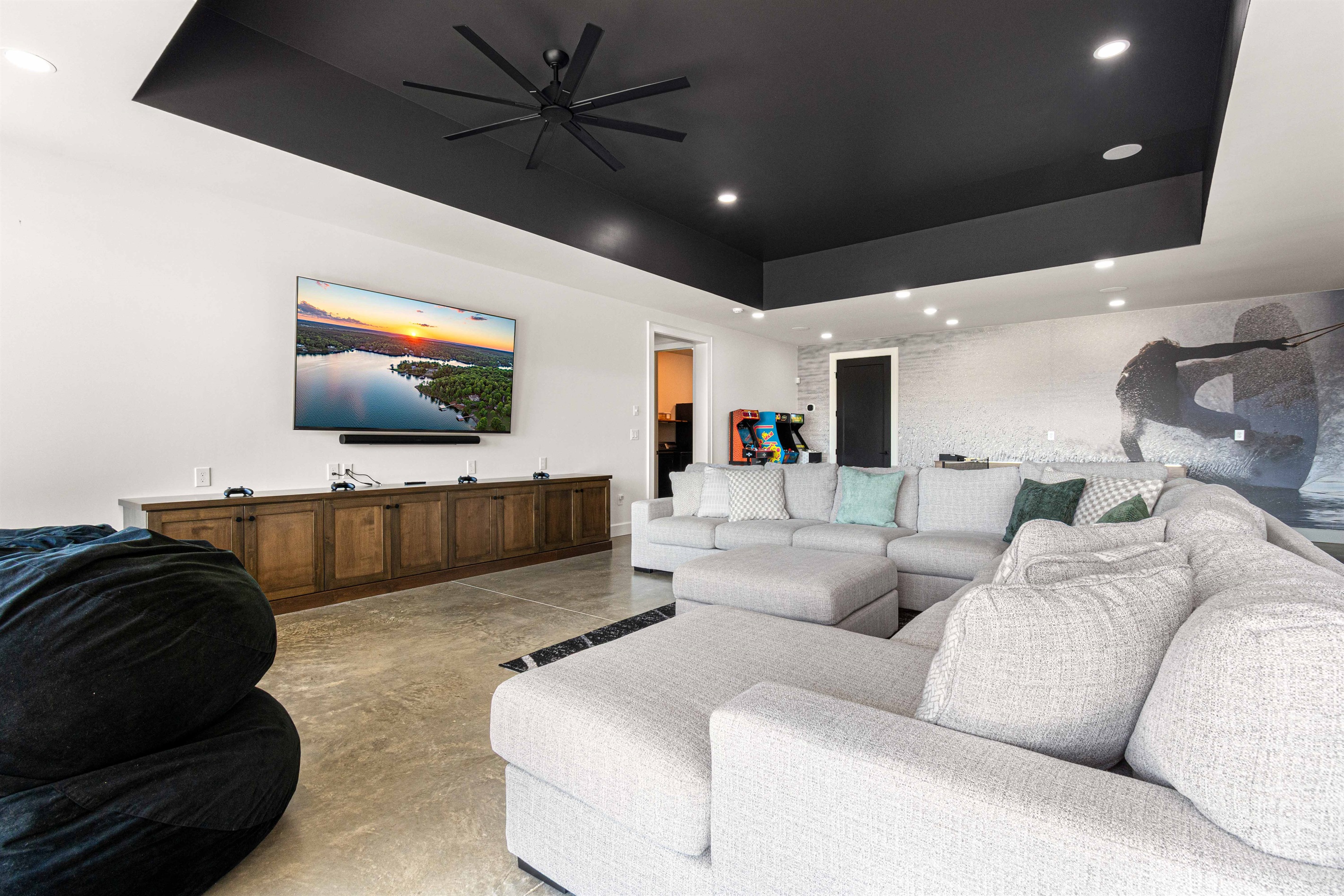 Plenty of room to gather around the TV.