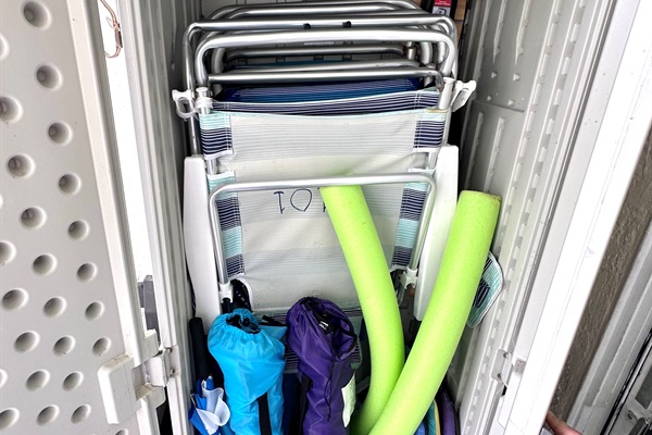 One of our two storage boxes for beach and pool gear!