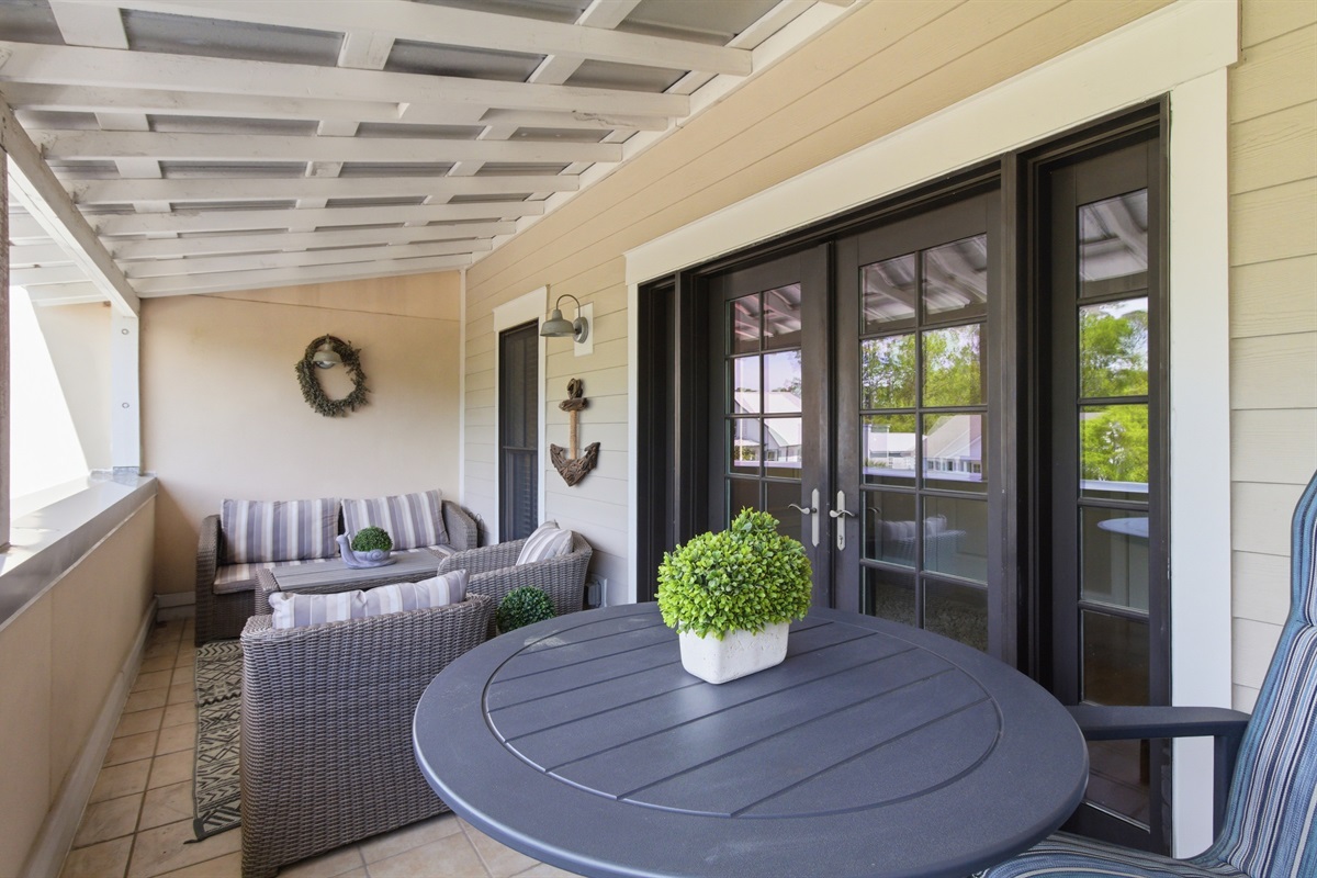 Relaxing outdoor patio area perfect for fresh air and downtime.