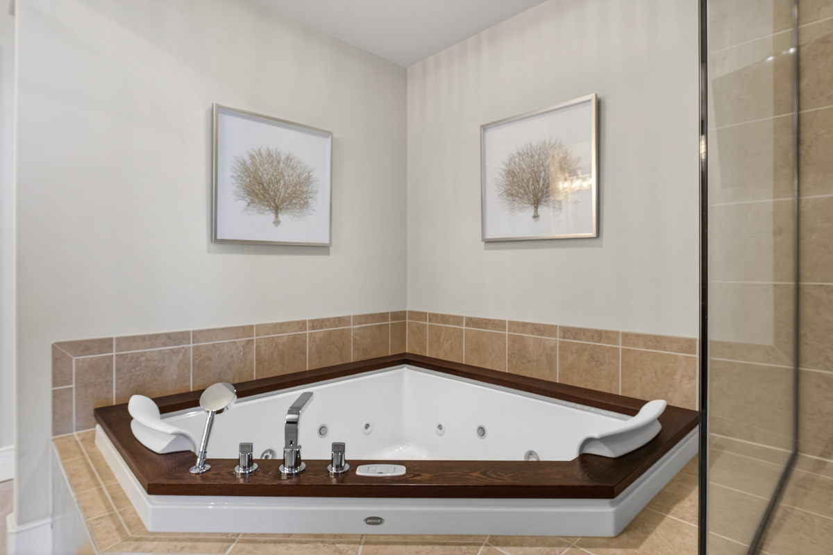 Master bathroom, shower, jetted jacuzzi tub
