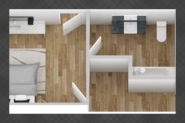 Actual image of newly remodeled floor plan.