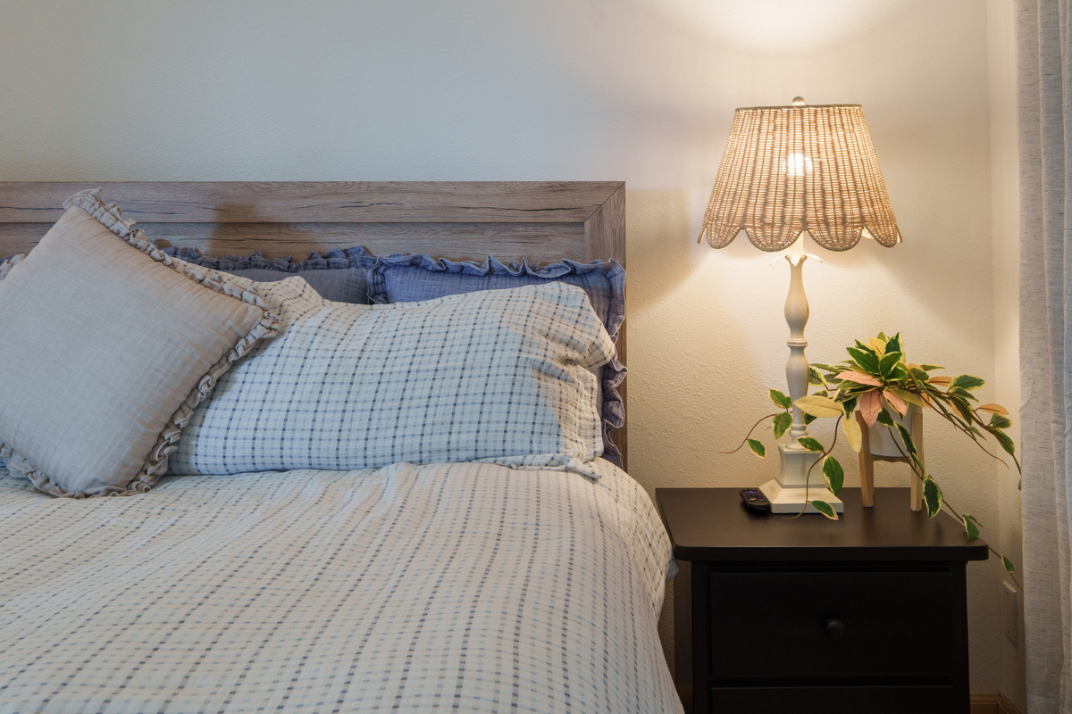 1 King bed with a twin sleeper sofa that was added after this photo was taken. This room sleeps 3