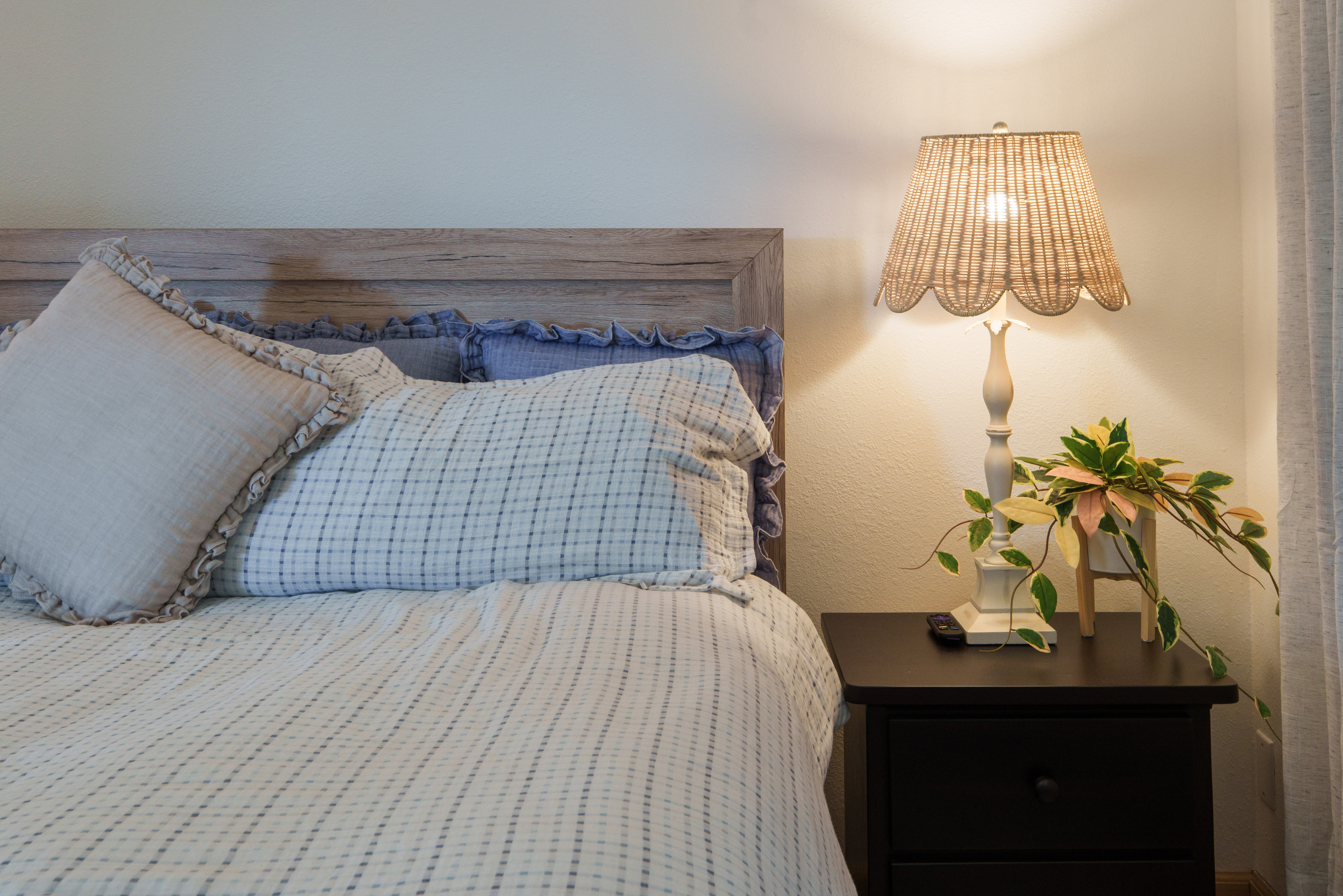 1 King bed with a twin sleeper sofa that was added after this photo was taken. This room sleeps 3