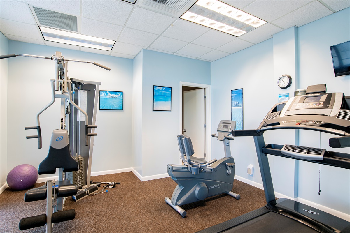 Small on-site gym, located across from the office.