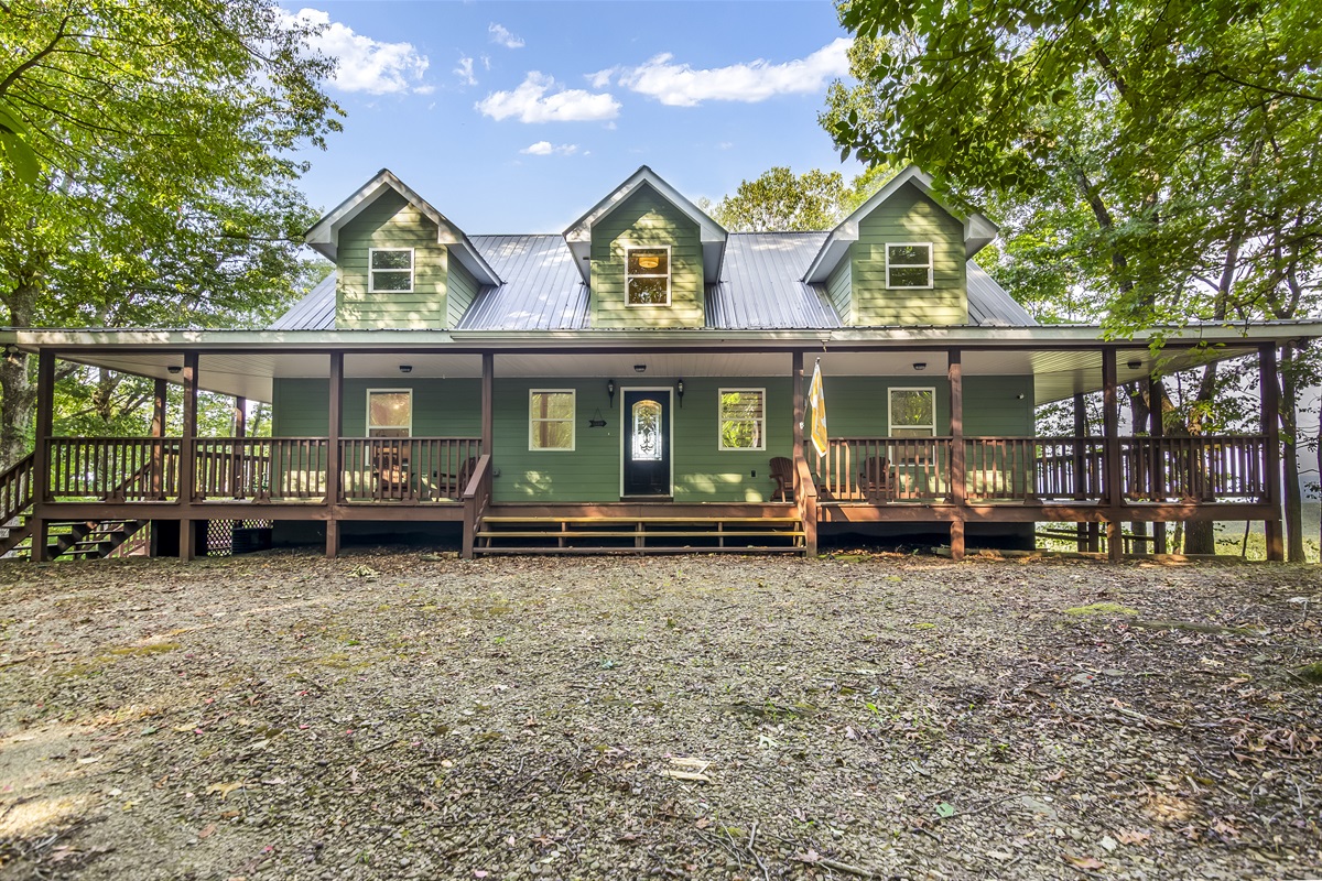 Front view with wraparound porch