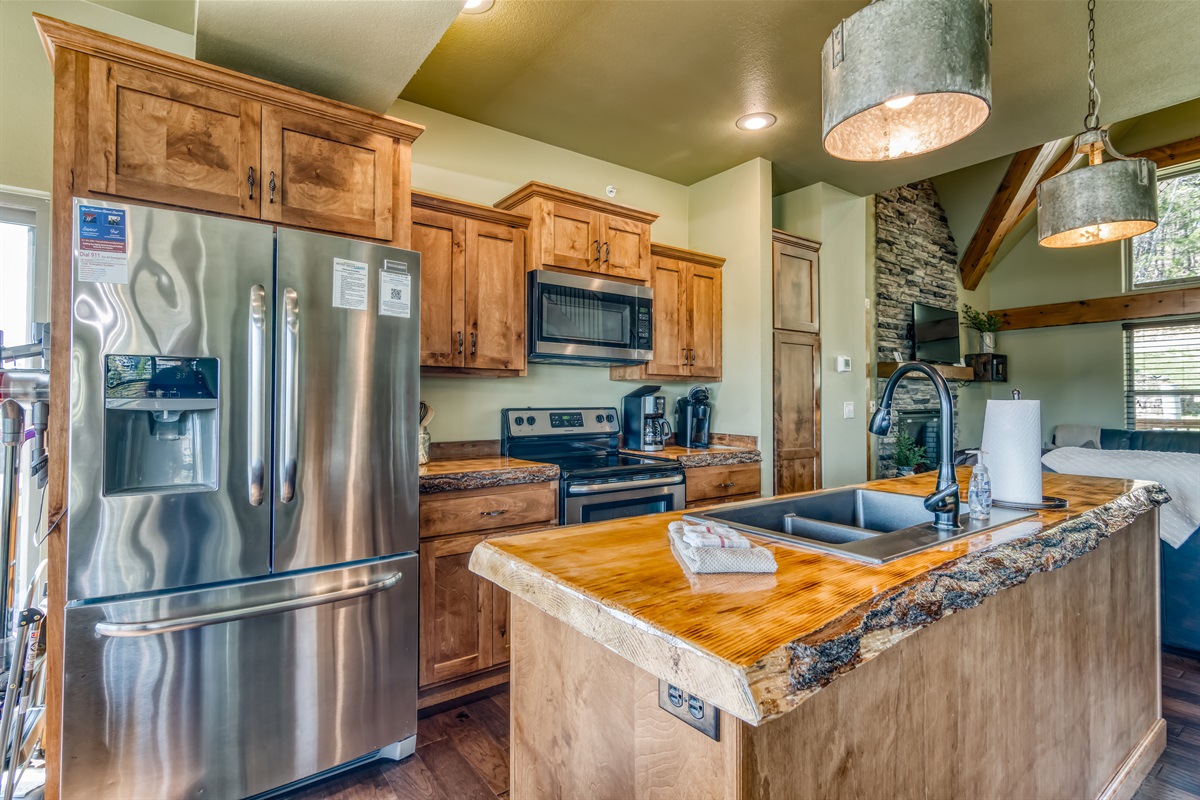 The kitchen is fully stocked with everything you will need to make a meal!