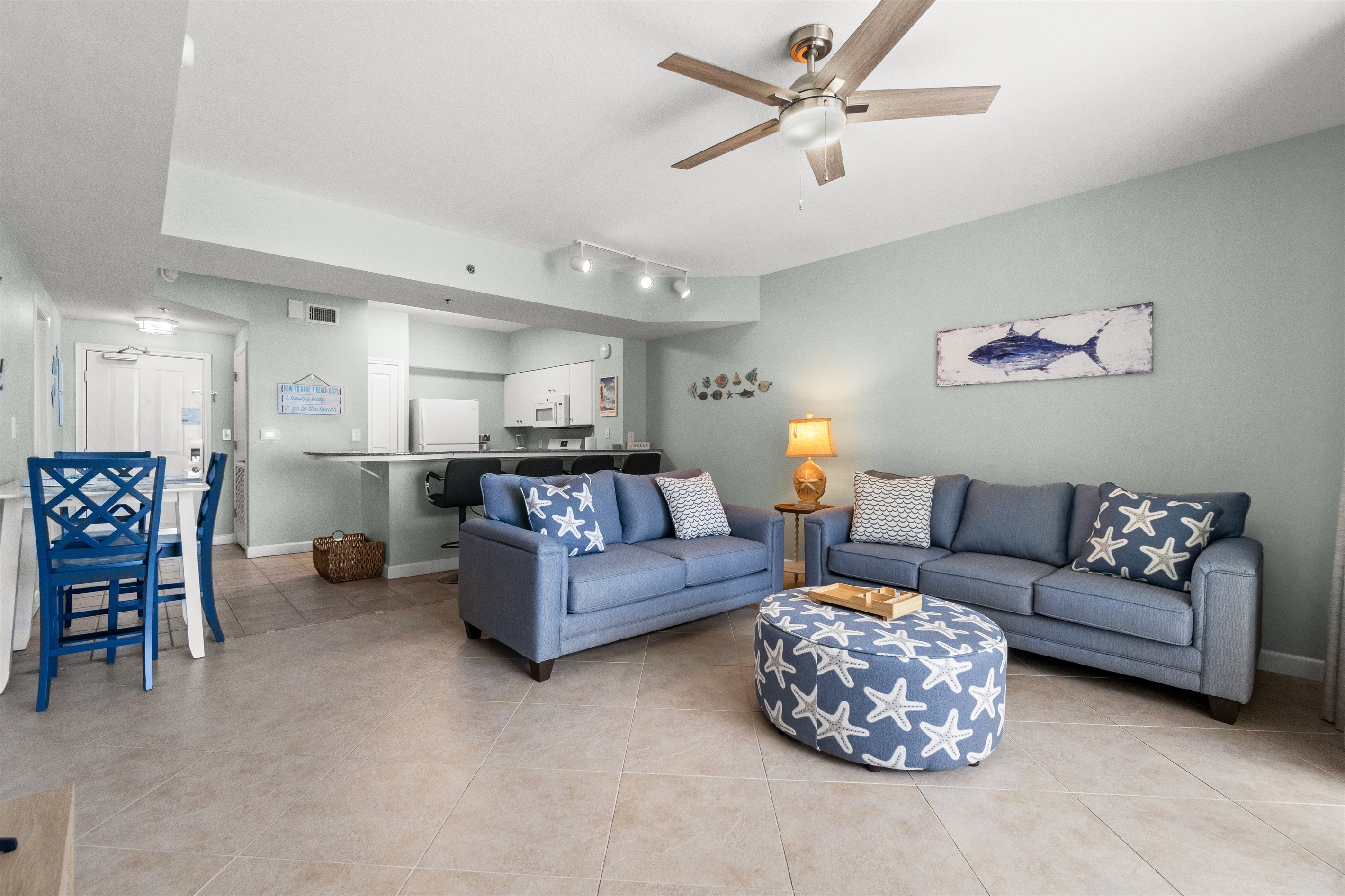 Our sleeper sofa on the right has a queen sized bed hidden inside.