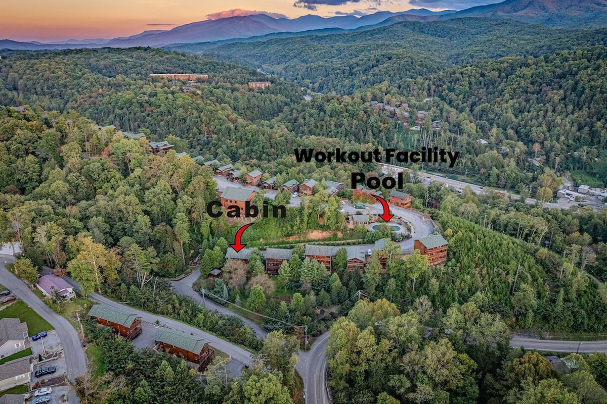 Community pool and workout facility within the Gatlinburg Falls Parkview Resort &mdash; included with your stay at The Crown Jewel. Gatlinburg, TN.