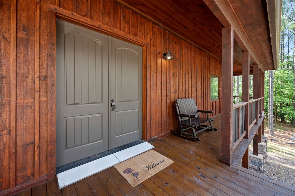 The double doors and short ramp allow wheelchairs easy access