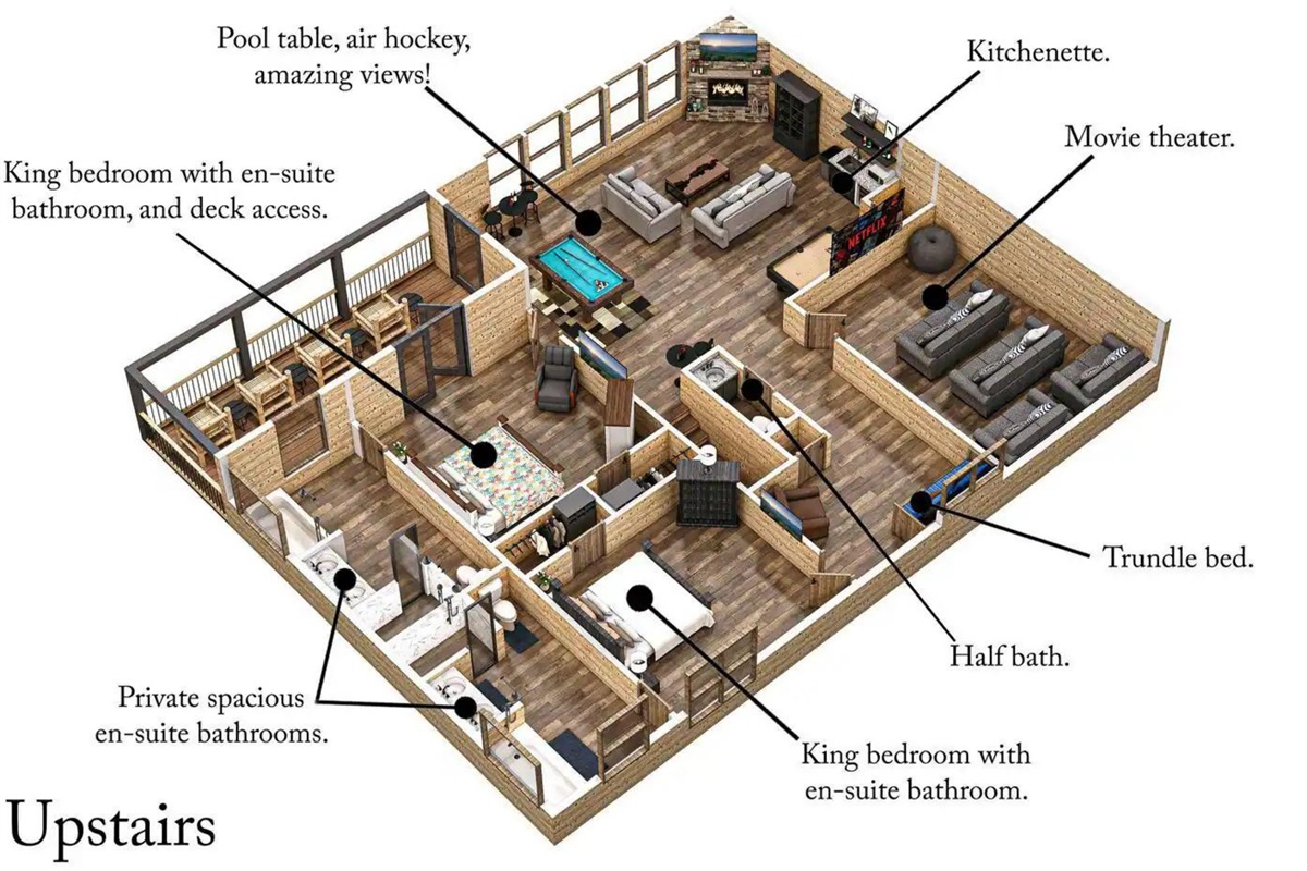 3D Floor Plan of the Upstairs