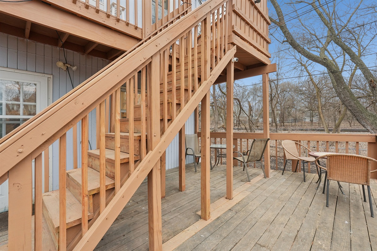 There's off-street parking in the back, and Bayberry includes the upper deck with a great view of the backyard.