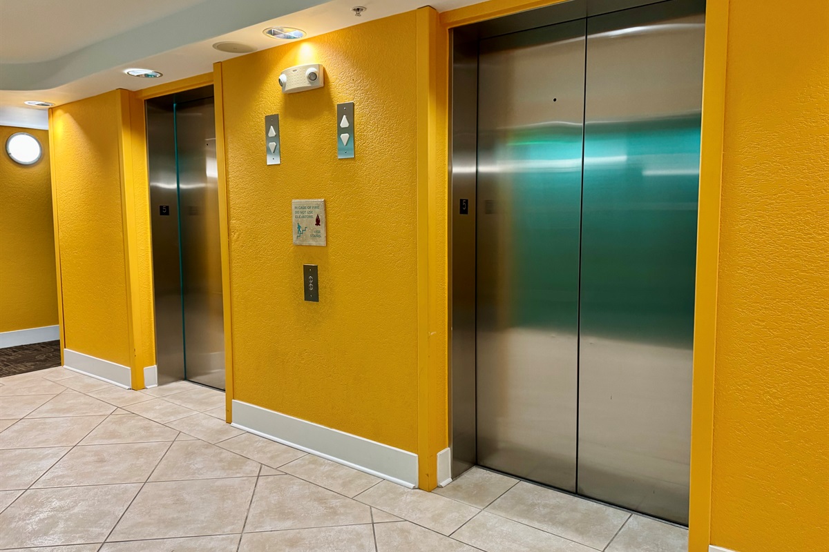 We have 4 elevators (2 on each side of the building) in our D Building.