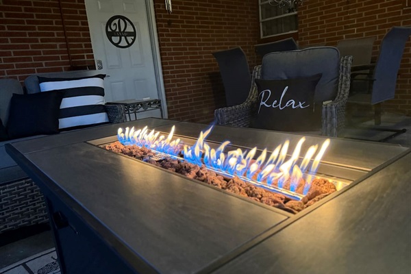 Cozy propane fire table ready for your enjoyment. 