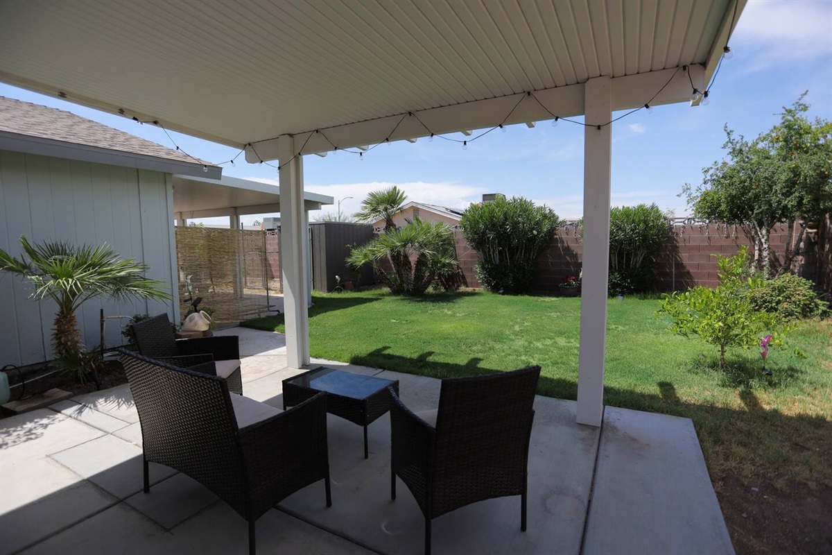 Serene patio and real grass