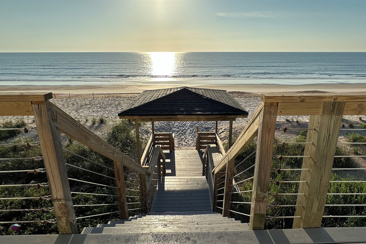 Stairs go directly from deck to the beach