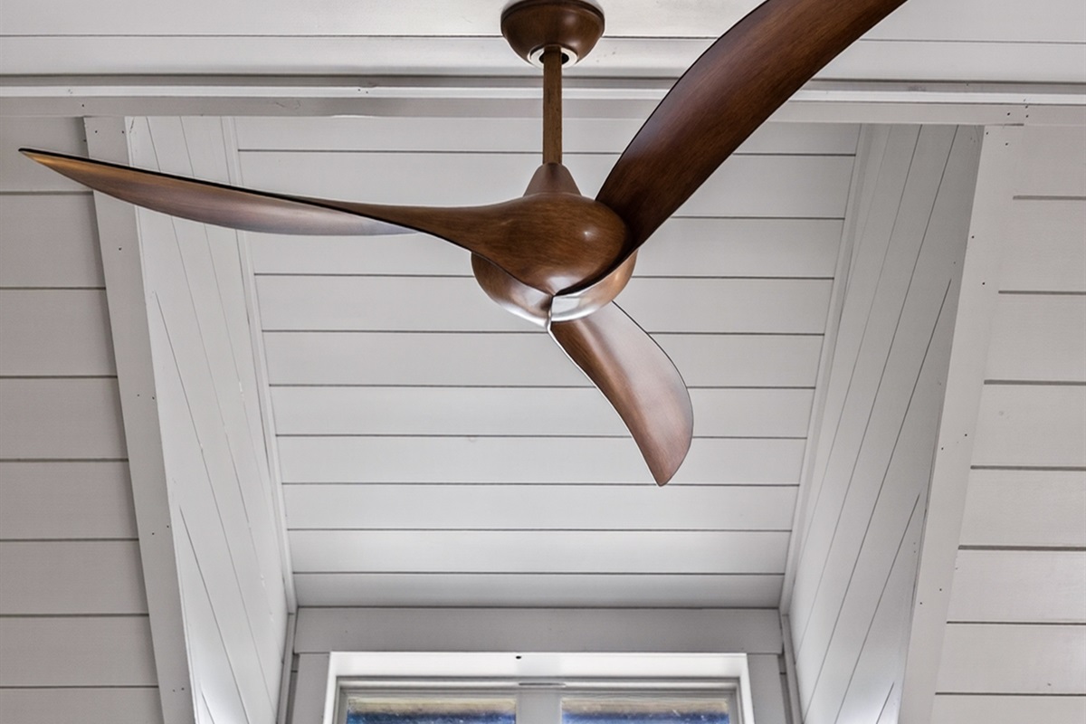 Ceiling fans in bedrooms.