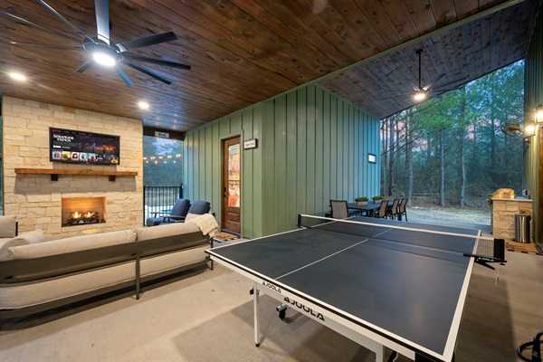 Grill and eat looking at the trees or challenge someone to a game a ping-pong