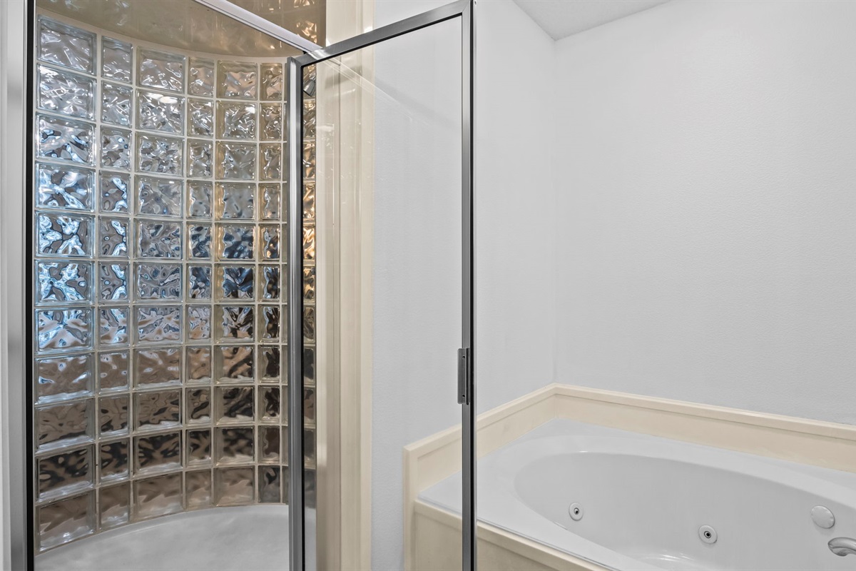 Primary Shower & Jetted Tub