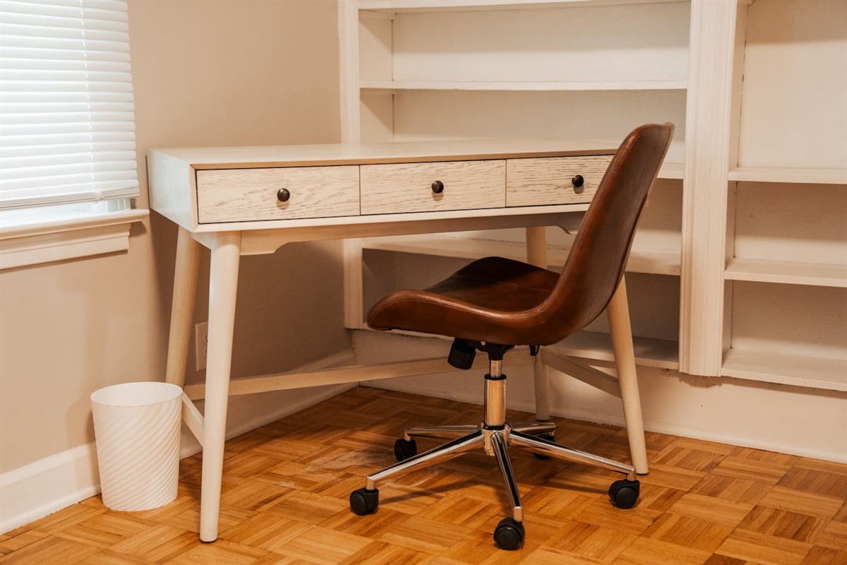 Desk in bedroom that you can complete your work while traveling