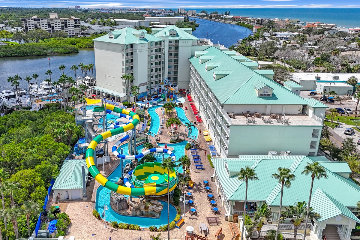 Bird's eye view of water park and Intracoastal