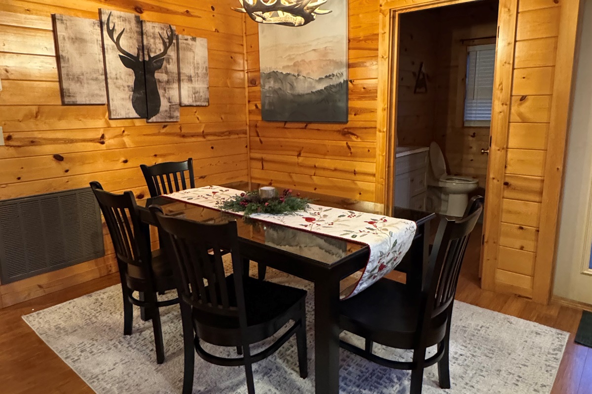 Dining table with bench and chairs for gathering together