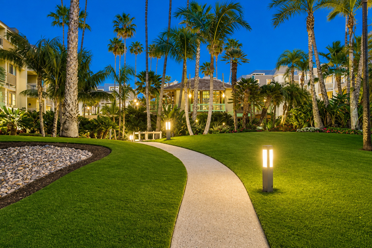 Manicured tropical courtyards