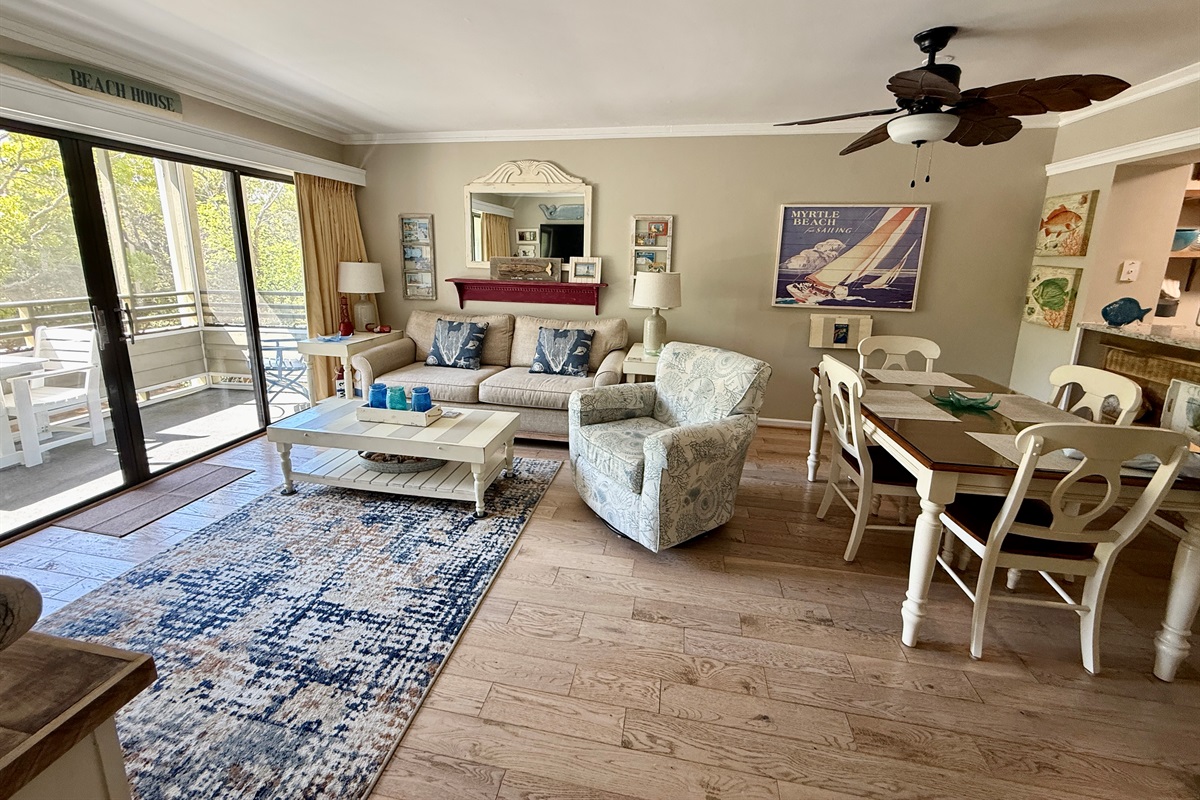Living/Dining Area with Screened In Porch