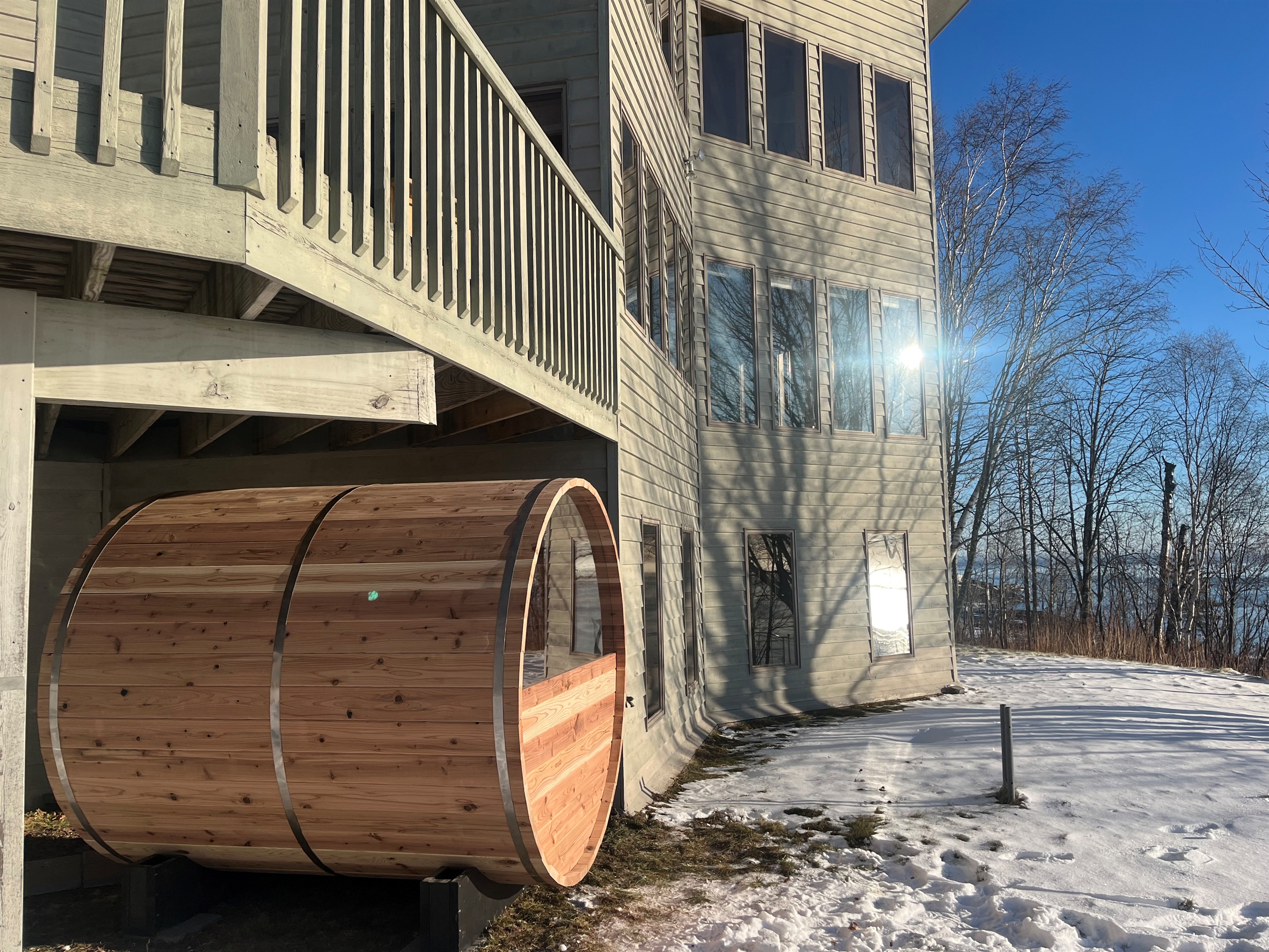 Just five steps from the basement door your warm, cedar-wrapped escape awaits. Slip into the sauna, feel the heat wrap around you, and soak in those Lake Superior views all day long. The perfect reset after exploring the North Shore!