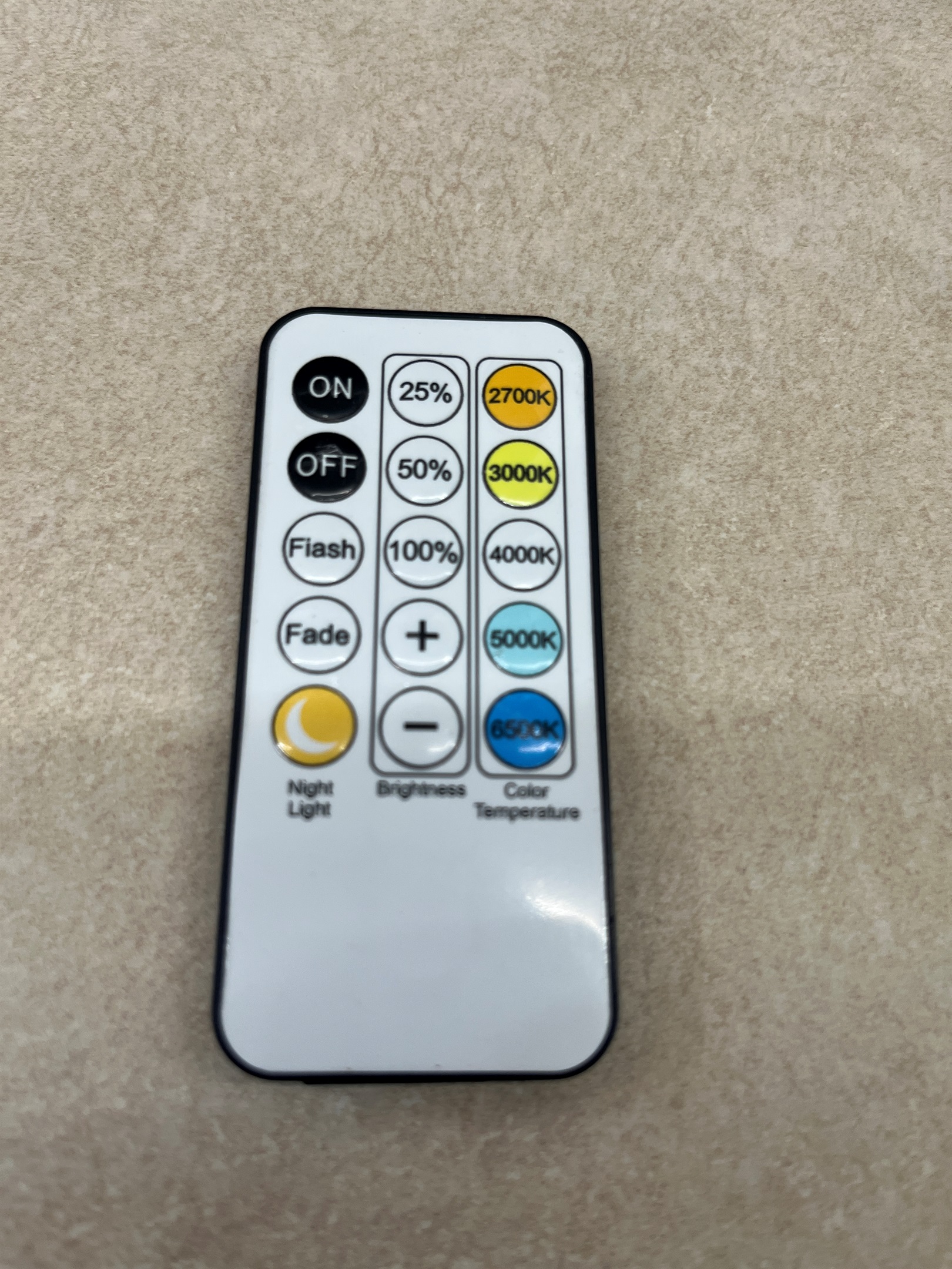 Remote for under cabinet lighting.