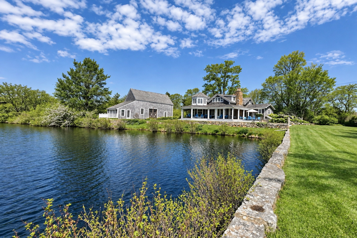 View of the home across Mill Pond