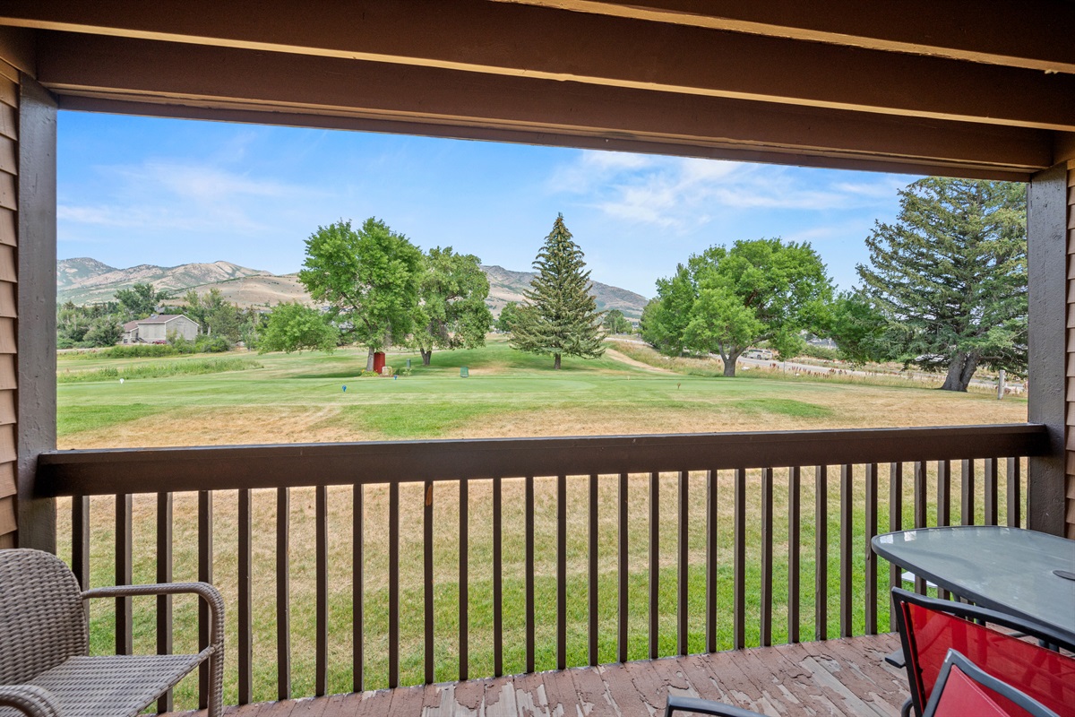 A view of the Wolf Creek Golf Course from the deck.
