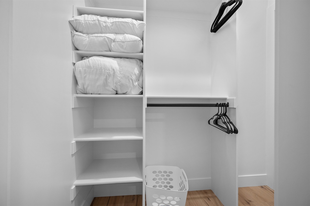 Large walk-in closet in Bedroom 2 with plenty of storage for extended stays.