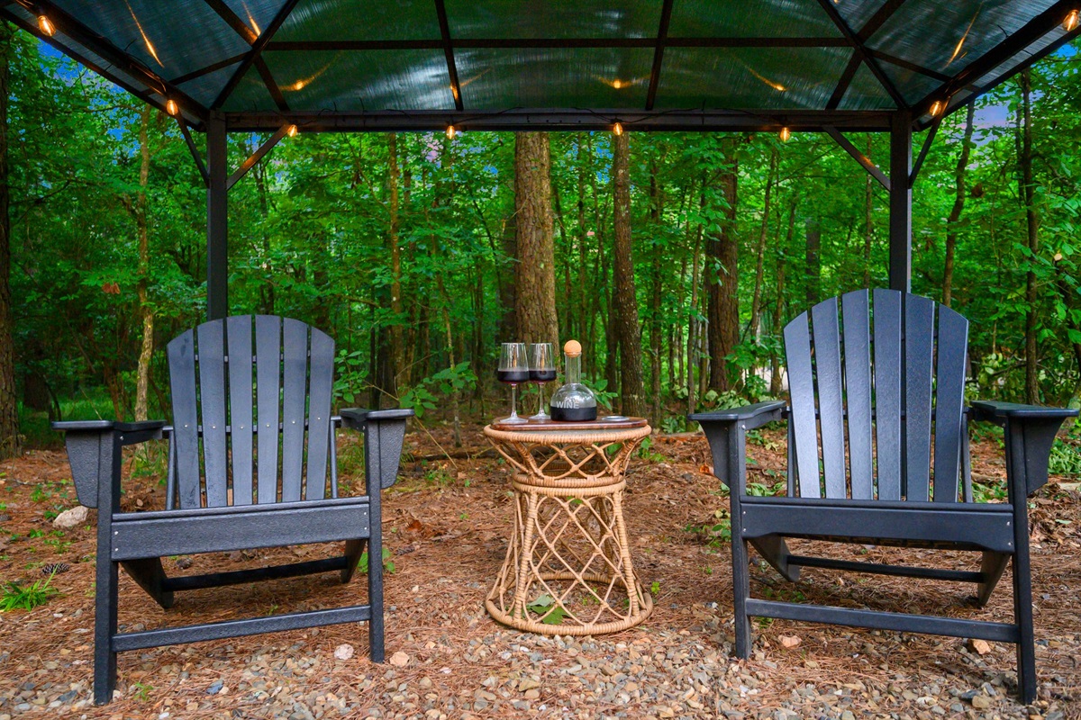 Rain or shine, enjoy the serenity of the fire pit.