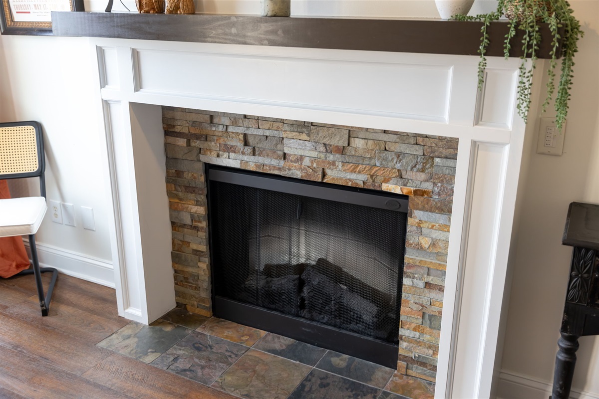 Get cozy by the fireplace
