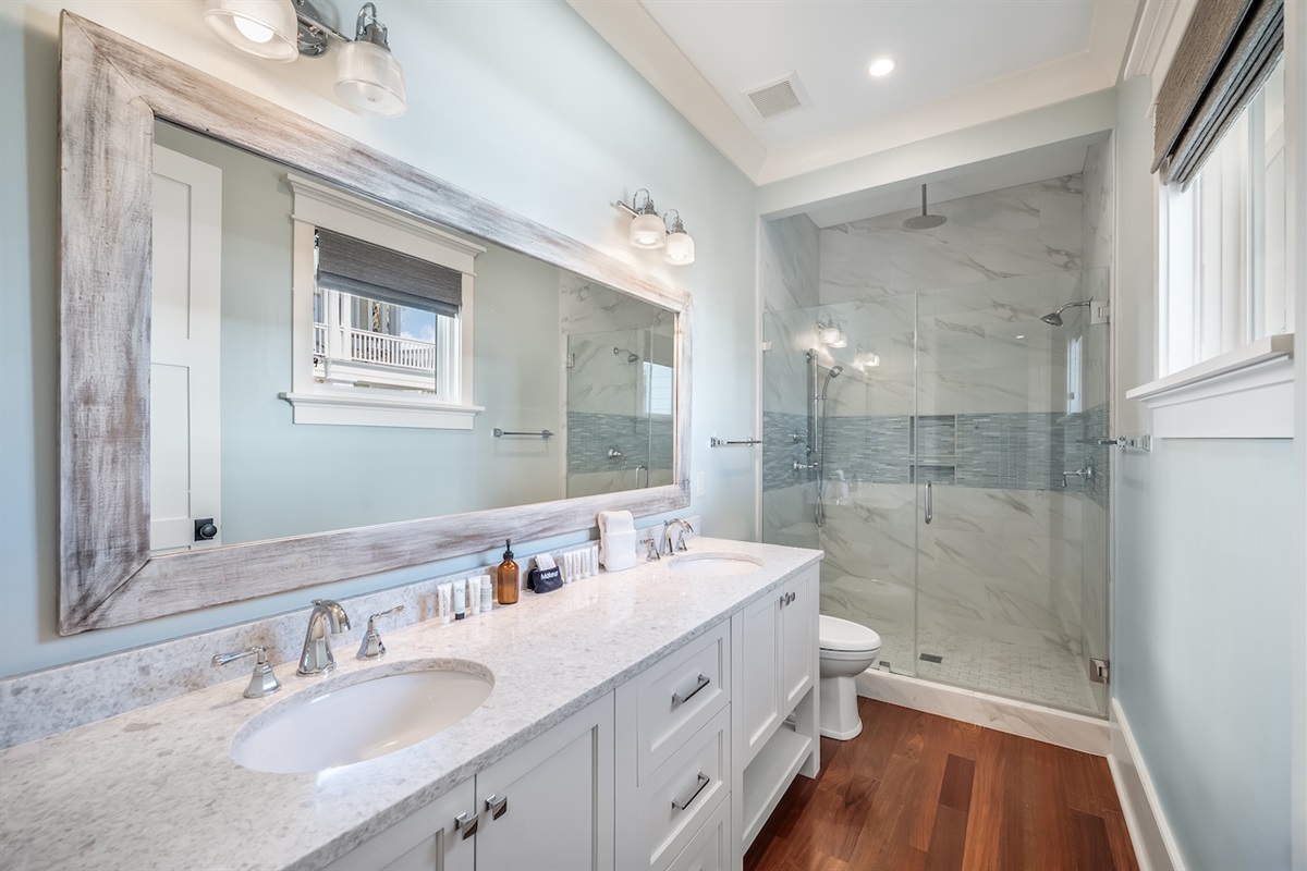 Bathroom 4: Walk-In Shower Shore Thing | 4001 Palm Blvd | Isle of Palms, SC | IOP Escapes