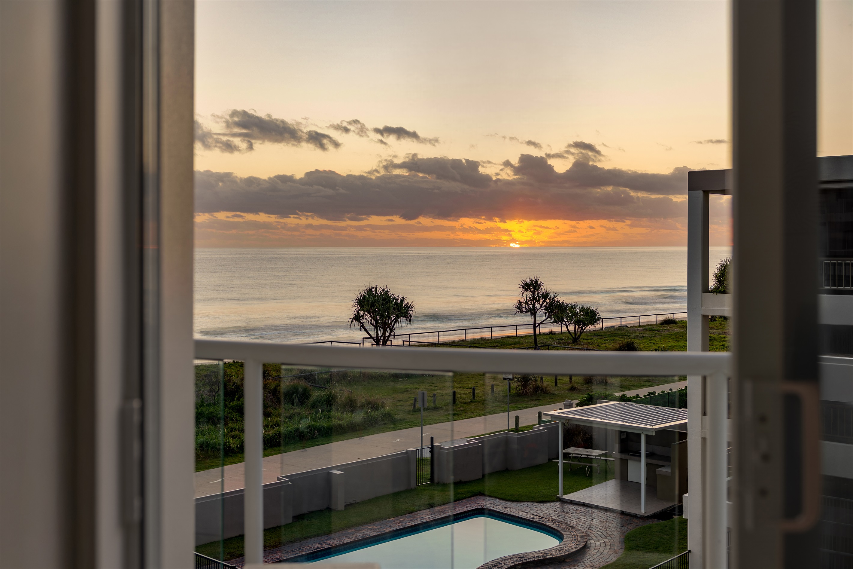 Private Studio balcony overlooking Palm Beach.
