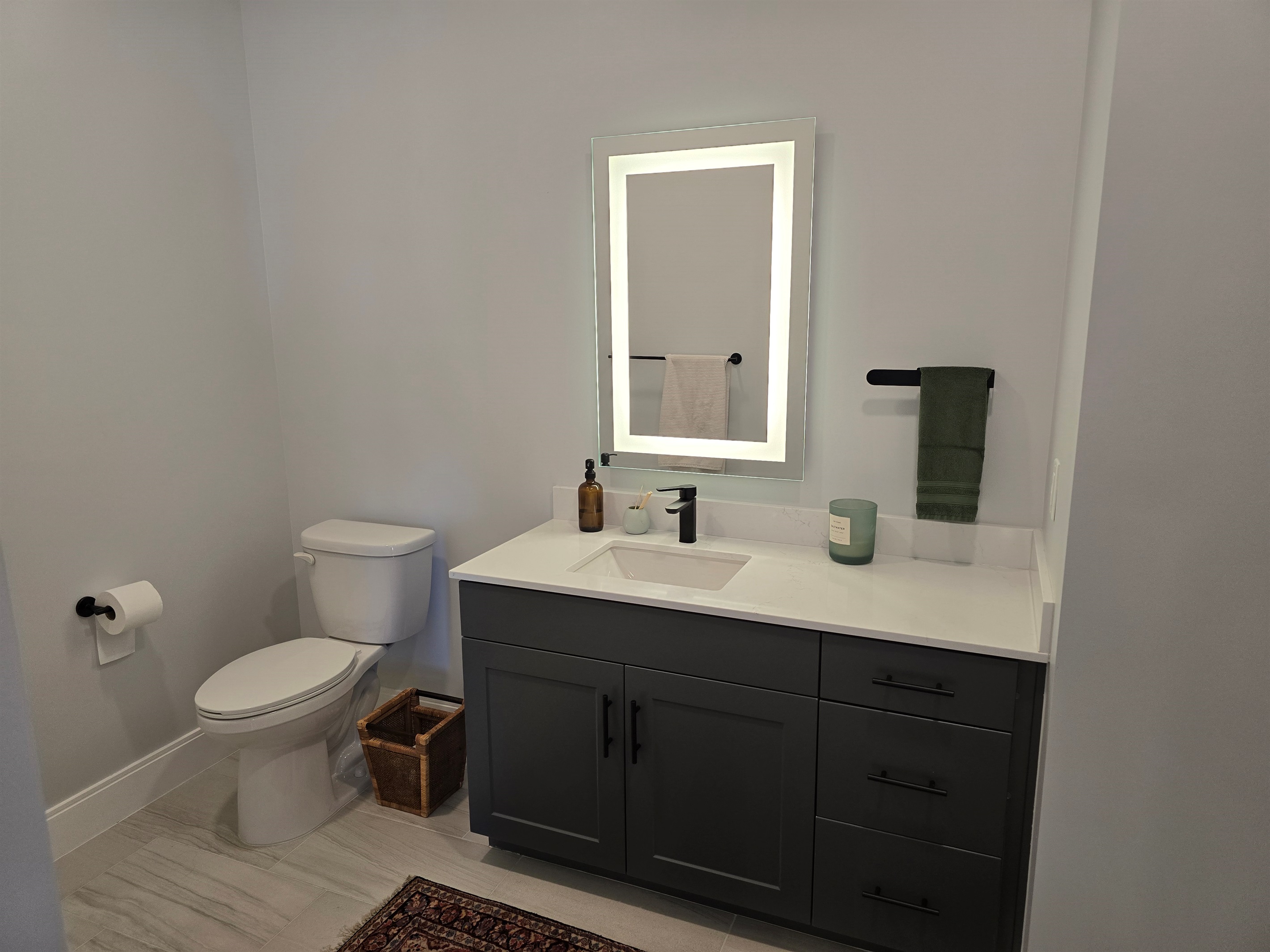 Third bathroom off the living room so that guests do not have to walk into the bedrooms