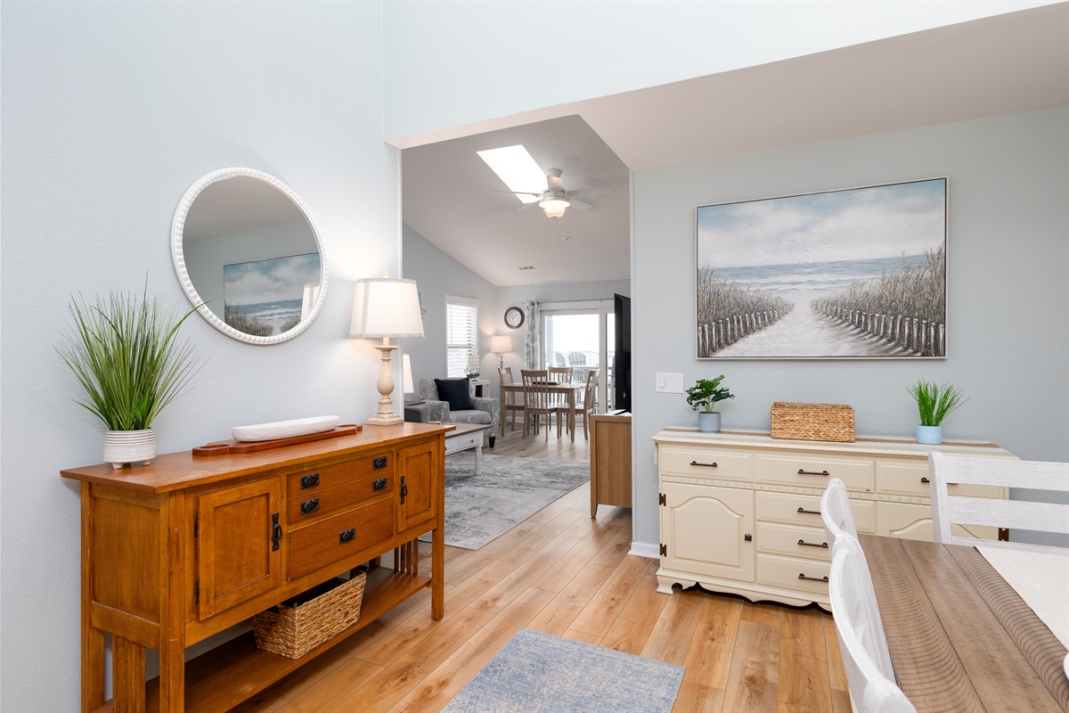Viewing into the living area from the dining room