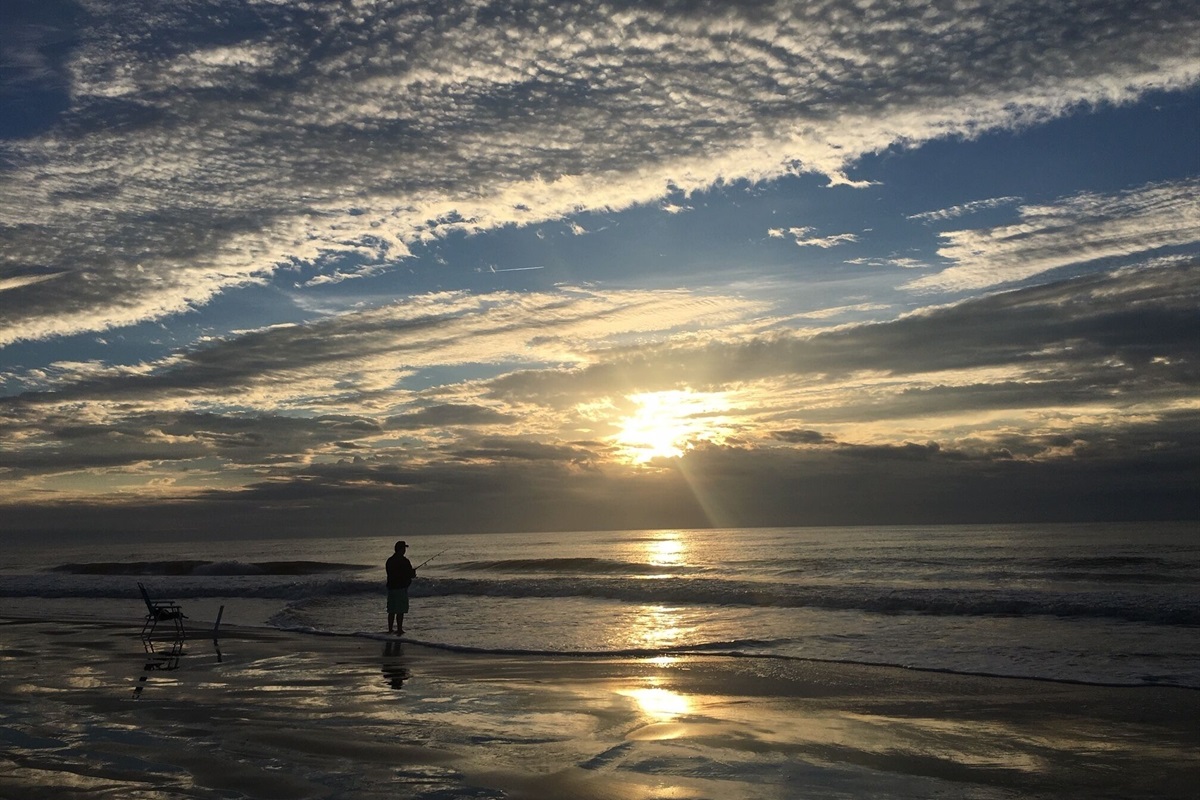 Fishing at sunrise